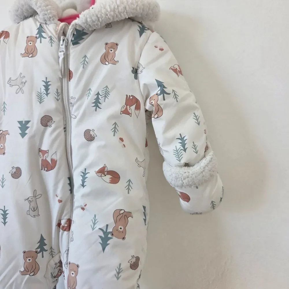 First Watch Baby Bunting Snowsuit Playsuit Warm Cozy Unisex Woodland 9-12 Months
